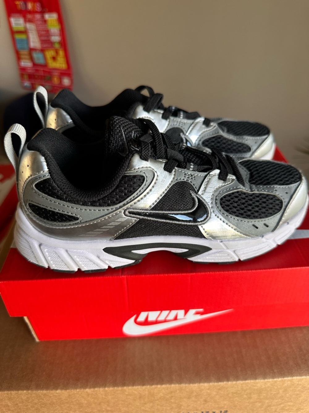 Nike Kids Black and Silver Mesh Athletic Sneakers